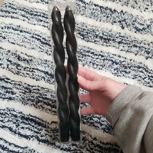 COPY 2 Black Taper Twisted Candles 10 inches